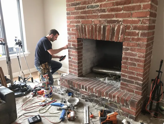 Powell Chimney Sweep specialist finalizing chimney liner service in Powell, OH