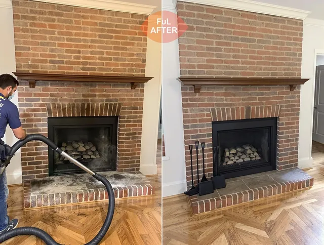 Powell Chimney Sweep carefully sanitizing a fireplace in Powell, OH