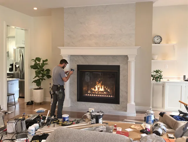 Newly installed fireplace by Powell Chimney Sweep in Powell, OH